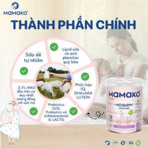 Combo 2 Lon Sữa Dê Công Thức MAMAKO® Premium Số 2 (Bé 6 - 12 tháng tuổi) - 800g 3 Artboard 3 4 sữa dê công thức