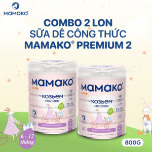 Combo 2 Lon Sữa Dê Công Thức MAMAKO® Premium Số 2 (Bé 6 - 12 tháng tuổi) - 800g 1 COMBO MAMAKO 2 2 HOP sữa dê công thức
