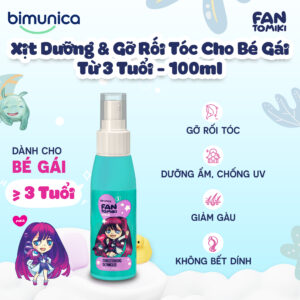 Xịt Dưỡng & Gỡ Rối Tóc Bimunica Fantomiki Dành Cho Bé Gái Từ 3 Tuổi – Hương Cool Cotton Tươi Mát (100 Ml)