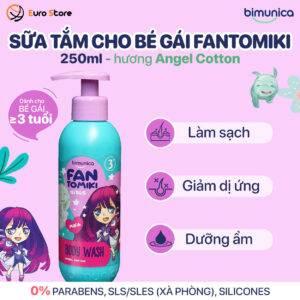Sữa Tắm Bimunica Fantomiki Dành Cho Bé Gái Từ 3 Tuổi – Hương Angel Cotton Dịu Dàng (250 Ml)