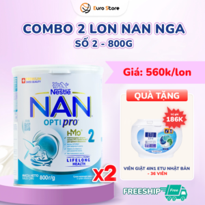 [DATE T8.2027] Combo 2 Lon Sữa Bột Nan Nga Số 2 – 800g (Dành Cho Bé Từ 6 - 12 Tháng Tuổi)