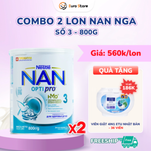 [DATE T8.2027] Combo 2 Lon Sữa Bột Nan Nga Số 3 – 800g (Dành Cho Bé Từ 12 - 18 Tháng Tuổi)