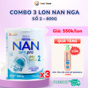 [DATE T8.2027] Combo 3 lon Sữa Bột Nan Nga Số 2 – 800g (Dành Cho Bé Từ 6 - 12 Tháng Tuổi)