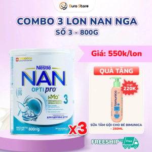 [DATE T8.2027] Combo 3 lon Sữa Bột Nan Nga Số 3 – 800g (Dành Cho Bé Từ 12 - 18 Tháng Tuổi)