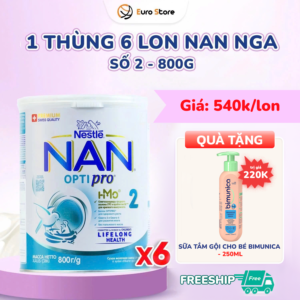[DATE T8.2027] 1 Thùng 6 Lon Sữa Bột Nan Nga Số 2 – 800g (Dành Cho Bé Từ 6 – 12 Tháng Tuổi)