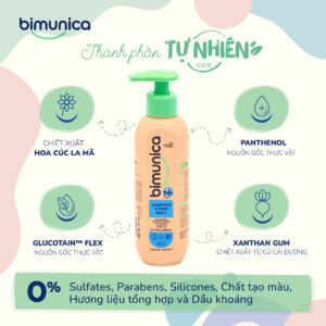 Sữa tắm gội toàn thân 2 trong 1 Bimunica dành cho trẻ sơ sinh và trẻ nhỏ – 250 ml 3 Sua tam goi cho be BIMUNICA 4 1 sữa tắm gội