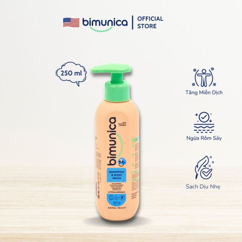 Sữa tắm gội toàn thân 2 trong 1 Bimunica dành cho trẻ sơ sinh và trẻ nhỏ – 250 ml 5 tam goi 250 sữa tắm gội