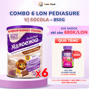 Combo 6 Lon (Nửa Thùng) Sữa Bột Pediasure Nga (850g) - Vị Socola (Dành Cho Bé Từ 1 - 10 Tuổi)