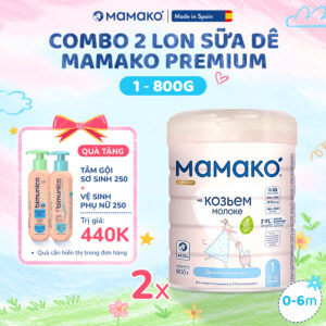 Combo 2 Lon Sữa Dê Công Thức MAMAKO® Premium Số 1 (Bé 0 - 6 tháng tuổi) - 800g