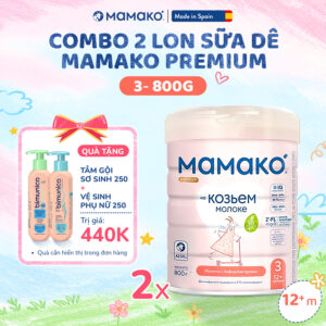 Combo 2 Lon Sữa Dê Công Thức MAMAKO® Premium Số 3 (Bé từ 12 tháng tuổi trở lên) - 800g