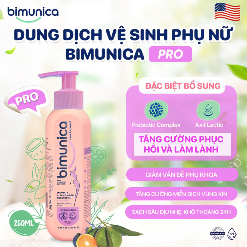 Dung dịch vệ sinh phụ nữ Bimunica Pro – Dịu da tức thì, Tăng cường miễn dịch – Chữa lành và phục hồi tổn thương – 250 ml 6 z6052099364657 a579c41767b6d4b19c9176c6dd388930 1