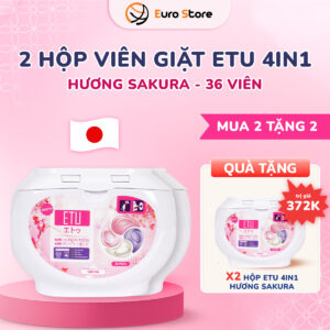 Combo 2 hộp viên giặt ETU 4in1 Hương Sakura – 36 viên (Dòng cho trẻ em và da nhạy cảm)