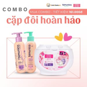 Combo Cặp Đôi Hoàn Hảo | DDVS bé gái 0+ Bimunica; DDVS phụ nữ PRO Bimunica; Viên giặt ETU