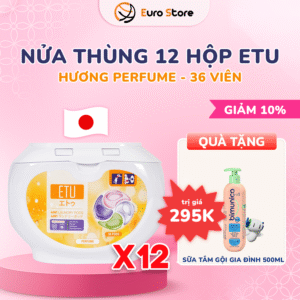 Nửa Thùng 12 Hộp Viên Giặt ETU 4 IN1 Hương Perfume – 36 viên (Dòng Dịu nhẹ)