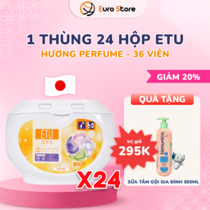 Một Thùng 24 Hộp Viên Giặt ETU 4 IN1 Hương Perfume – 36 viên (Dòng Dịu nhẹ)