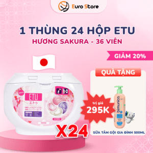 1 thùng 24 Hộp Viên Giặt ETU 4 IN1 Hương Sakura – 36 viên (Dòng cho trẻ em và da nhạy cảm)