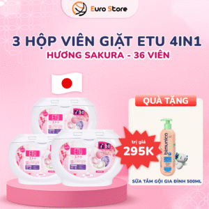 Trang Chủ 127 Combo 3 Hộp Viên Giặt ETU 4 IN1 Hương Sakura – 36 viên (Dòng cho trẻ em và da nhạy cảm)