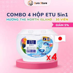 Combo 4 Hộp Viên Giặt ETU 5IN1 Hương The North Island Premium – 30 viên (Dòng Premium)