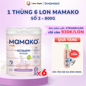 Trang Chủ 93 1 Thùng 6 Lon Sữa Dê Công Thức MAMAKO® Premium Số 2 (Bé 6 - 12 tháng tuổi) - 800g