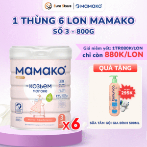 Trang Chủ 95 1 Thùng 6 Lon Sữa Dê Công Thức MAMAKO® Premium Số 3 (Bé từ 12 tháng tuổi trở lên) - 800g