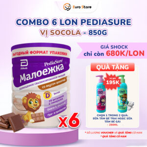 Combo 6 Lon (Nửa Thùng) Sữa Bột Pediasure Nga (850g) - Vị Socola (Dành Cho Bé Từ 1 - 10 Tuổi)