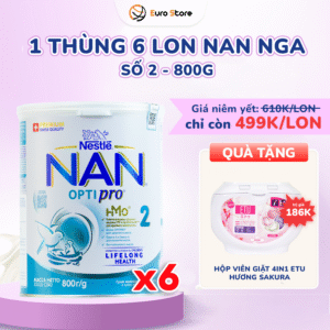1 Thùng 6 Lon Sữa Bột Nan Nga Số 2 – 800g (Dành Cho Bé Từ 6 – 12 Tháng Tuổi)