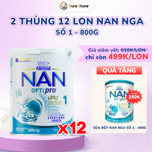 2 Thùng 12 Lon Sữa Bột Nan Nga Số 1 – 800g (Dành Cho Bé Từ 0 – 6 Tháng Tuổi)