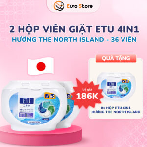 Trang Chủ 118 Combo 2 hộp viên giặt ETU 4in1 Hương The North Island – 36 viên (Dòng thơm mát)