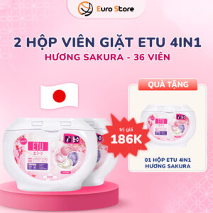 Trang Chủ 120 Combo 2 hộp viên giặt ETU 4in1 Hương Sakura – 36 viên (Dòng cho trẻ em và da nhạy cảm)