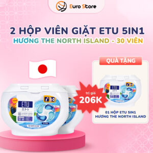 Trang Chủ 117 Combo 2 hộp viên giặt ETU 5in1 Hương The North Island – 30 viên (Dòng Premium)