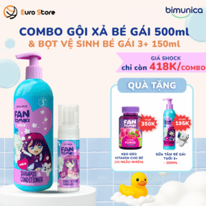 Trang Chủ 103 Combo Dầu gội xả (500ml) và Bọt vệ sinh Bimunica FantoMiki (150ml) cho bé từ 3+