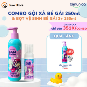 Combo Dầu gội xả (250ml) và Bọt vệ sinh Bimunica FantoMiki (150ml) cho bé từ 3+