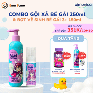Trang Chủ 105 Combo Dầu gội xả (250ml) và Bọt vệ sinh Bimunica FantoMiki (150ml) cho bé từ 3+