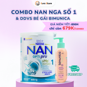 Combo Nan Nga số 1 (800g) & Dung dịch vệ sinh bé gái Bimunica (250ml)