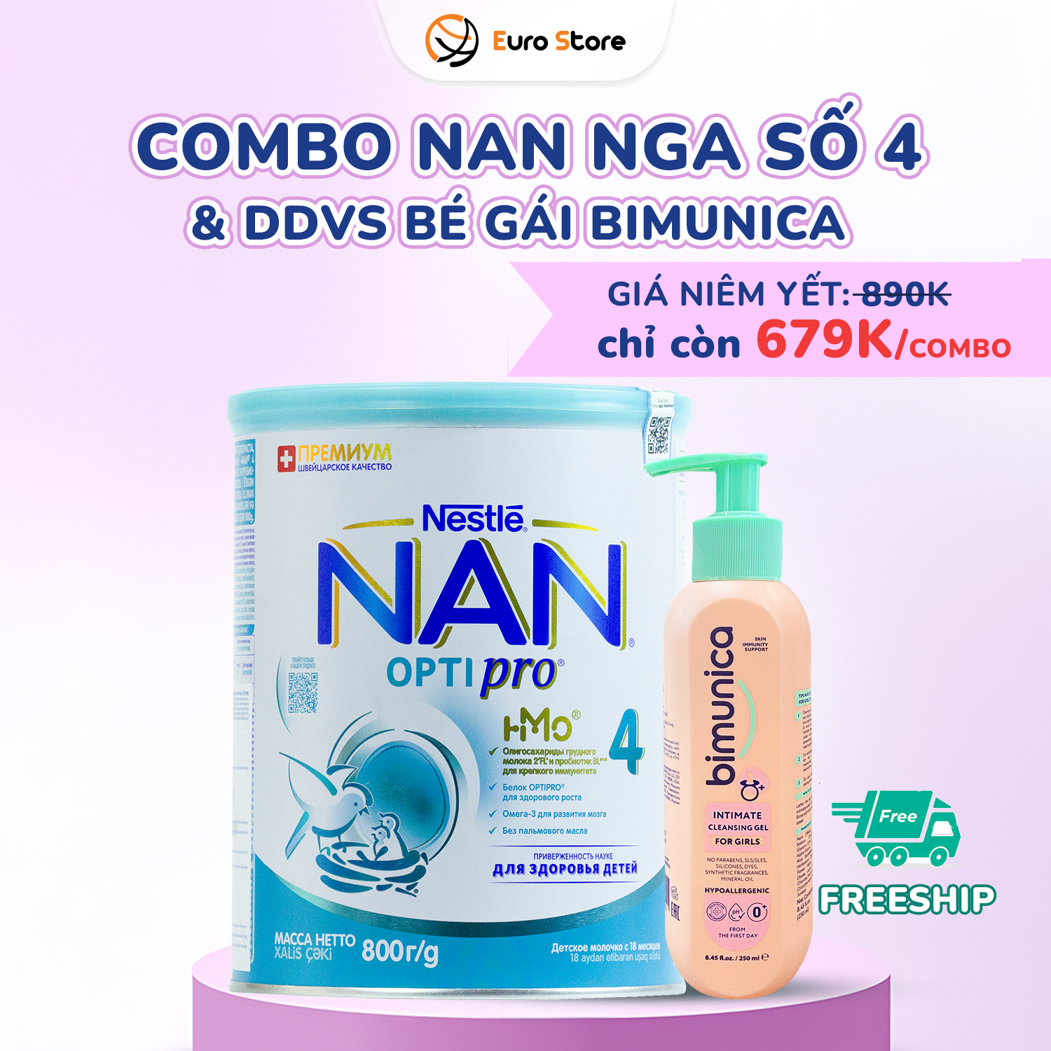 Combo Nan số 4 & DDVS bé gái Combo Nan so 4 DDVS be gai Dung dịch vệ sinh bé gái