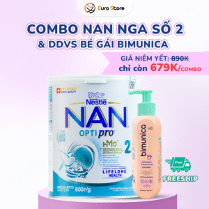 Combo Nan Nga số 2 (800g) & Dung dịch vệ sinh bé gái Bimunica (250ml)