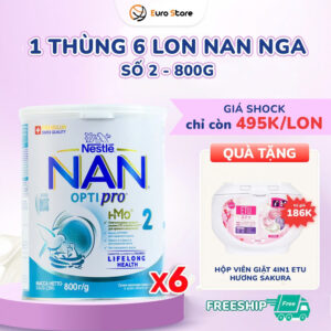 1 Thùng 6 Lon Sữa Bột Nan Nga Số 2 – 800g (Dành Cho Bé Từ 6 – 12 Tháng Tuổi)