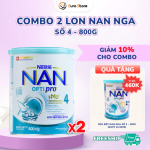 Combo 2 lon Sữa Bột Nan Nga Số 4 – 800g (Dành Cho Bé Từ Trên 18 Tháng Tuổi)