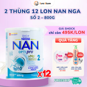 2 Thùng 12 Lon Sữa Bột Nan Nga Số 2 – 800g (Dành Cho Bé Từ 6 – 12 Tháng Tuổi)