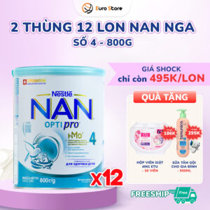 2 Thùng 12 Lon Sữa Bột Nan Nga Số 4 – 800g (Dành Cho Bé Từ 18 Tháng Tuổi)