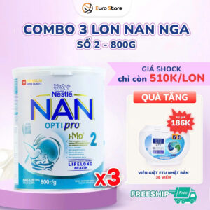 Combo 3 lon Sữa Bột Nan Nga Số 2 – 800g (Dành Cho Bé Từ 6 - 12 Tháng Tuổi)