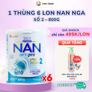 1 Thùng 6 Lon Sữa Bột Nan Nga Số 2 – 800g (Dành Cho Bé Từ 6 – 12 Tháng Tuổi)