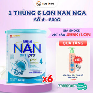 1 Thùng 6 Lon Sữa Bột Nan Nga Số 4 – 800g (Dành Cho Bé Từ 18 Tháng Tuổi)