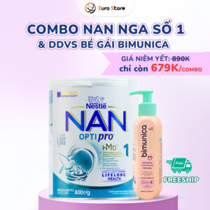 Combo Nan Nga số 1 (800g) & Dung dịch vệ sinh bé gái Bimunica (250ml)