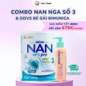 Combo Nan Nga số 3 (800g) & Dung dịch vệ sinh bé gái Bimunica (250ml)