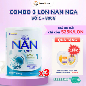 Combo 3 lon Sữa Bột Nan Nga Số 1 – 800g (Dành Cho Bé Từ 0 - 6 Tháng Tuổi)