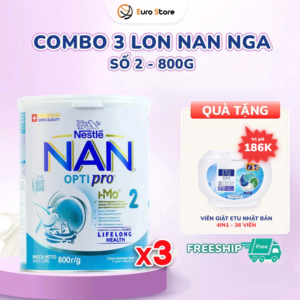 [DATE T8.2027] Combo 3 lon Sữa Bột Nan Nga Số 2 – 800g (Dành Cho Bé Từ 6 - 12 Tháng Tuổi)