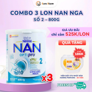 Combo 3 lon Sữa Bột Nan Nga Số 2 – 800g (Dành Cho Bé Từ 6 - 12 Tháng Tuổi)