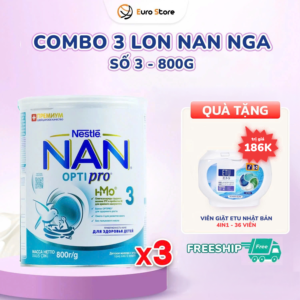 [DATE T8.2027] Combo 3 lon Sữa Bột Nan Nga Số 3 – 800g (Dành Cho Bé Từ 12 - 18 Tháng Tuổi)
