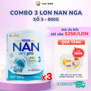 Combo 3 lon Sữa Bột Nan Nga Số 3 – 800g (Dành Cho Bé Từ 12 - 18 Tháng Tuổi)